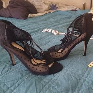 Black Polka Dot 3 1/2 inch Heels